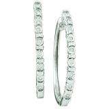 0.05 CT 10k White Gold Brilliant Diamond Ladies Hoop Earrings
