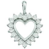 0.05 Carat (ctw) 10k White Gold Round White Diamond Ladies Heart Pendant