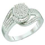 0.38 Carat (ctw) 10k White Gold Brilliant White Diamond Ladies Micro Pave Bridal Engagement Ring