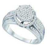 0.40 Carat (ctw) 10k White Gold Brilliant White Diamond Ladies Micro Pave Engagement Ring