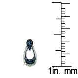 0.68 Carat (ctw) Sterling Silver Round Blue Diamond Ladies Drop Earrings
