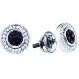 0.27 Carat (ctw) Sterling Silver Black & White Diamond Ladies Cluster Earrings