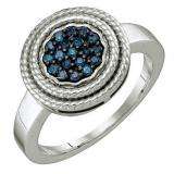 0.25 Carat (ctw) Sterling Silver Round Blue Diamond Ladies Cluster Ring