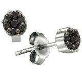 0.41 Carat (ctw) 10k White Gold Black Diamond Ladies Flower Cluster Stud Earrings