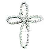 0.25 Carat (ctw) 10k White Gold Brilliant White Diamond Ladies Cross Pendant