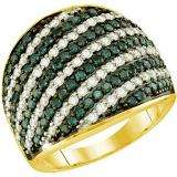 1.94 Carat (ctw) 10k Yellow Gold Round White & Blue Diamond Ladies Micro Pave Right Hand Ring