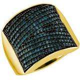 1.01 Carat (ctw) 10k Yellow Gold Round Blue Diamond Ladies Right Hand Fashion Band