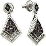 0.19 Carat (ctw) Sterling Silver Round Diamond Ladies Micro Pave Dangling Earrings