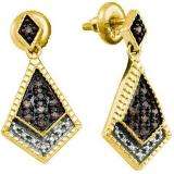 0.19 Carat (ctw) 18k Yellow Gold Plated Sterling Silver Round Diamond Ladies Micro Pave Dangling Earrings