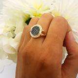 0.24 Carat (ctw) 18k Yellow Gold Plated Sterling Silver Blue Diamond Ladies Micro Pave Right Hand Ring