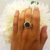 0.24 Carat (ctw) 18k Yellow Gold Plated Sterling Silver Blue Diamond Ladies Micro Pave Right Hand Ring