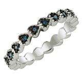 0.23 Carat (ctw) Sterling Silver Blue Diamond Ladies Heart Ring Band