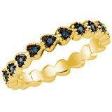 0.23 Carat (ctw) 18k Yellow Gold Plated Sterling Silver Blue Diamond Ladies Heart Ring Band