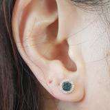 0.25 Carat (ctw) 10k White Gold Blue & White Diamond Ladies Cluster Earrings