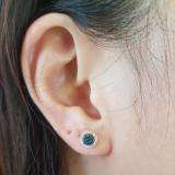 0.25 Carat (ctw) 10k White Gold Blue & White Diamond Ladies Cluster Earrings