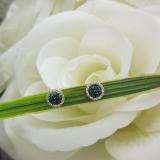 0.25 Carat (ctw) 10k White Gold Blue & White Diamond Ladies Cluster Earrings