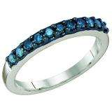 0.33 Carat (ctw) 10k White Gold Round Blue Diamond Ladies Wedding Anniversary Stackable Band