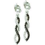 0.15 Carat (ctw) 14k White Gold Black & White Diamond Ladies Infinity Swirl Dangling Earrings