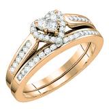 0.55 Carat (ctw) 10k Rose Gold Round White Diamond Ladies Bridal Heart Shape Engagement Ring Set