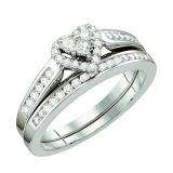 0.55 Carat (ctw) 10k White Gold Round White Diamond Ladies Bridal Heart Shape Engagement Ring Set