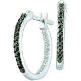 0.25 CT 10k White Gold Black & White Diamond Ladies In & Out Hoop Earrings