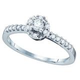 0.27 Carat (ctw) 10k White Gold Round Diamond Ladies Halo Style Bridal Engagement Ring