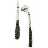 0.77 Carat (ctw) 10k White Gold Round Black & White Diamond Ladies Micro Pave Drop Earrings