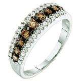 0.50 Carat (ctw) 14k White Gold Round Champagne & White Diamond Ladies Cocktail Band Ring