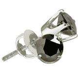 1.50 Carat (ctw) 10k White Gold Round Black Diamond Ladies Stud Earrings