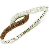 2.53 Carat (ctw) 14k White Gold Round White & Brown Diamond Ladies Fashion Bangle Bracelet
