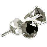 0.50 Carat (ctw) Sterling Silver Round Black Diamond Ladies Stud Earrings