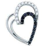 0.31 Carat (ctw) 10k White Gold Black & White Diamond Ladies Double Heart Pendant