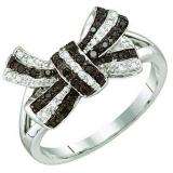 0.21 Carat (ctw) 10k White Gold Round Black & White Diamond Ladies Cocktail Right Hand Ring