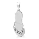 0.03 Carat (ctw) Sterling Silver Round Cut White Diamond Ladies Flip Flop Sandal Pendant