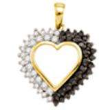 0.52 Carat (ctw) 10k Yellow Gold Black & White Diamond Ladies Heart Pendant