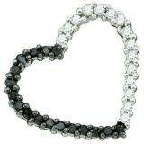0.28 Carat (ctw) 10k White Gold Black & White Diamond Ladies Heart Pendant