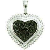 0.91 Carat (ctw) 10k White Gold Round Black & White Diamond Ladies Heart Pendant
