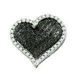 0.77 Carat (ctw) 10k White Gold Round Black & White Diamond Ladies Heart Pendant