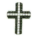 0.80 Carat (ctw) 10k White Gold Round Black & White Diamond Ladies Cross Pendant
