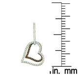 0.55 Carat (ctw) 10k White Gold Round Brown & White Diamond Ladies Heart Shape Dangling Drop Earrings