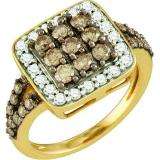 1.50 Carat (ctw) 10k Rose Gold Round White & Brown Diamond Ladies Fashion Split Shank Right Hand Ring