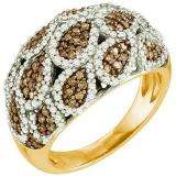 1.09 Carat (ctw) 10k Rose Gold Round Champagne & White Diamond Ladies Right Hand Fashion Band