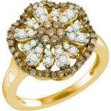 0.73 Carat (ctw) 10k Rose Gold Round Champagne & White Diamond Ladies Right Hand Flower Ring