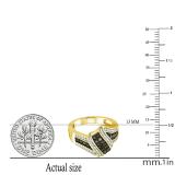 0.55 Carat (ctw) 10K Yellow Gold Round Black & White Diamond Ladies Right Hand Fashion Band 1/2 CT