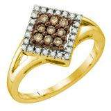 0.25 Carat (ctw) 10k Yellow Gold Champagne & White Diamond Ladies Cocktail Ring