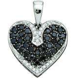 0.51 Carat (ctw) 10k White Gold Black & White Diamond Ladies Heart Pendant