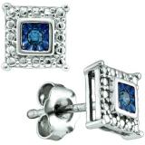 0.05 Carat (ctw) Sterling Silver Blue Diamond Ladies Stud Earrings
