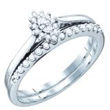 0.24 Carat (ctw) 10K White Gold Round & Marquise Cut Diamond Ladies Engagement Ring Bridal Set 1/4 CT
