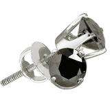 3.00 Carat (ctw) 10k White Gold Round Black Diamond Ladies Stud Earrings