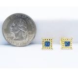 0.05 Carat (ctw) 18k Yellow Gold Plated Sterling Silver Blue Diamond Ladies Stud Earrings